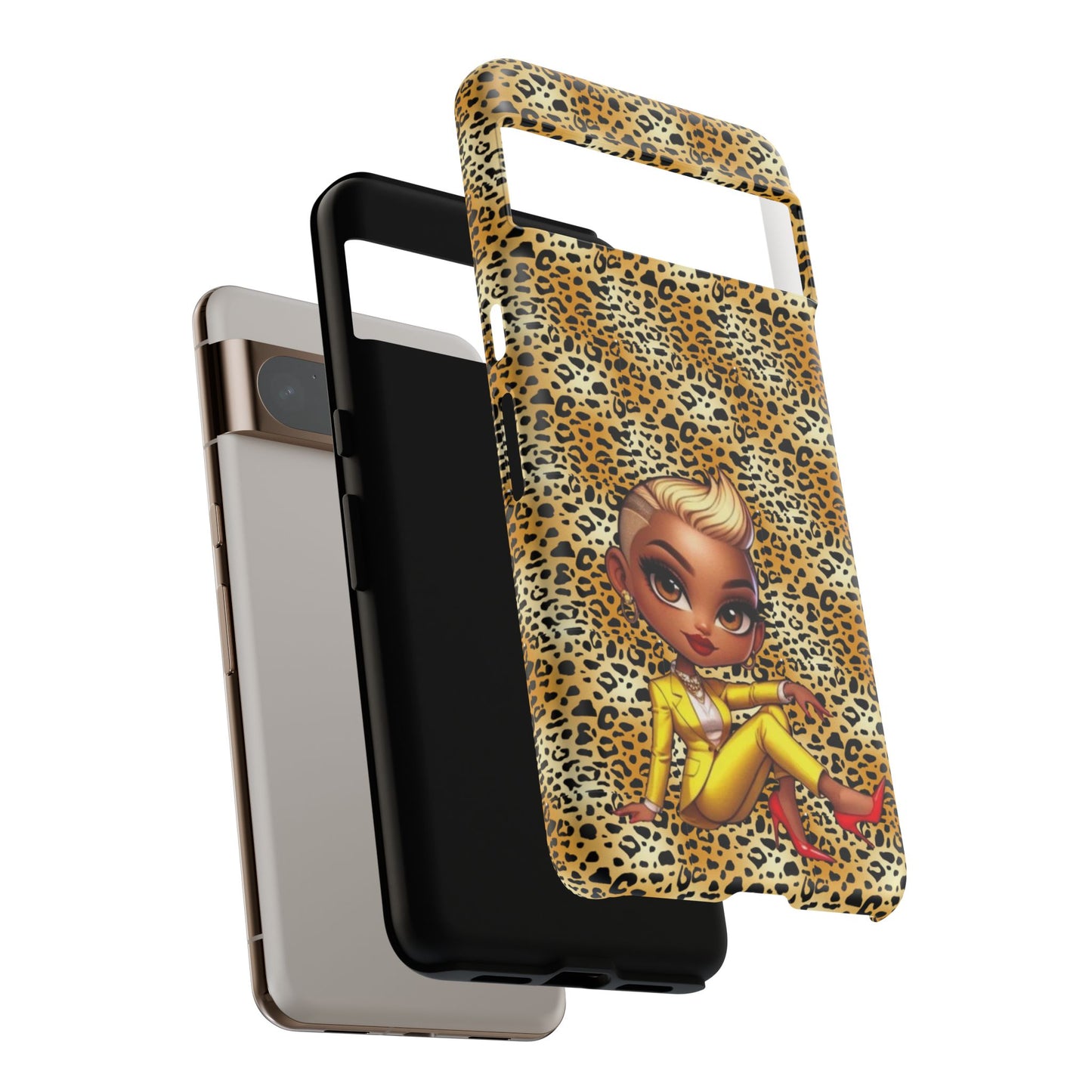 Phone Case, Blonde Bombshell Leopard Print Case, Tough Phone Cover, Stylish Animal Print Phone Protector, Gift for Her