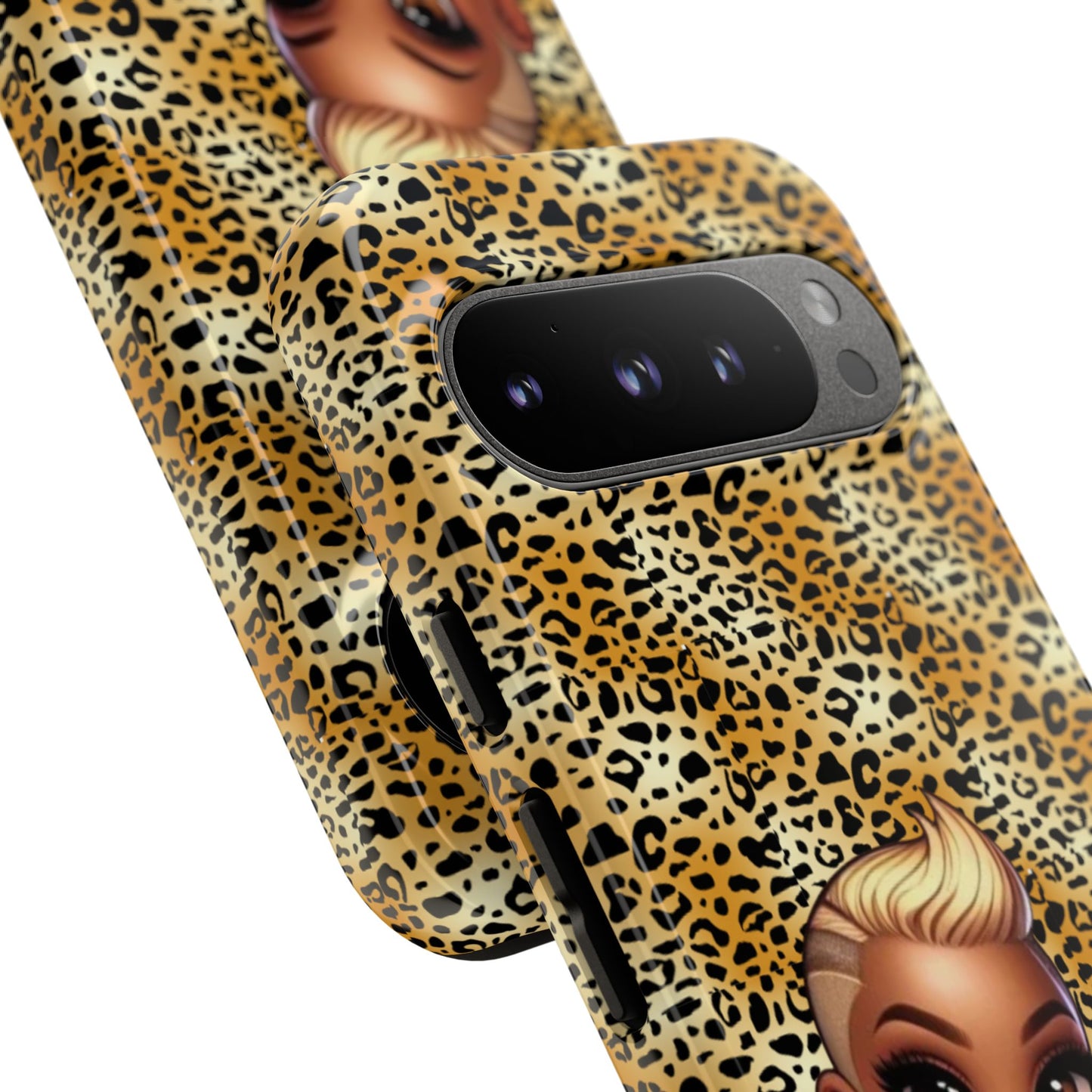 Phone Case, Blonde Bombshell Leopard Print Case, Tough Phone Cover, Stylish Animal Print Phone Protector, Gift for Her