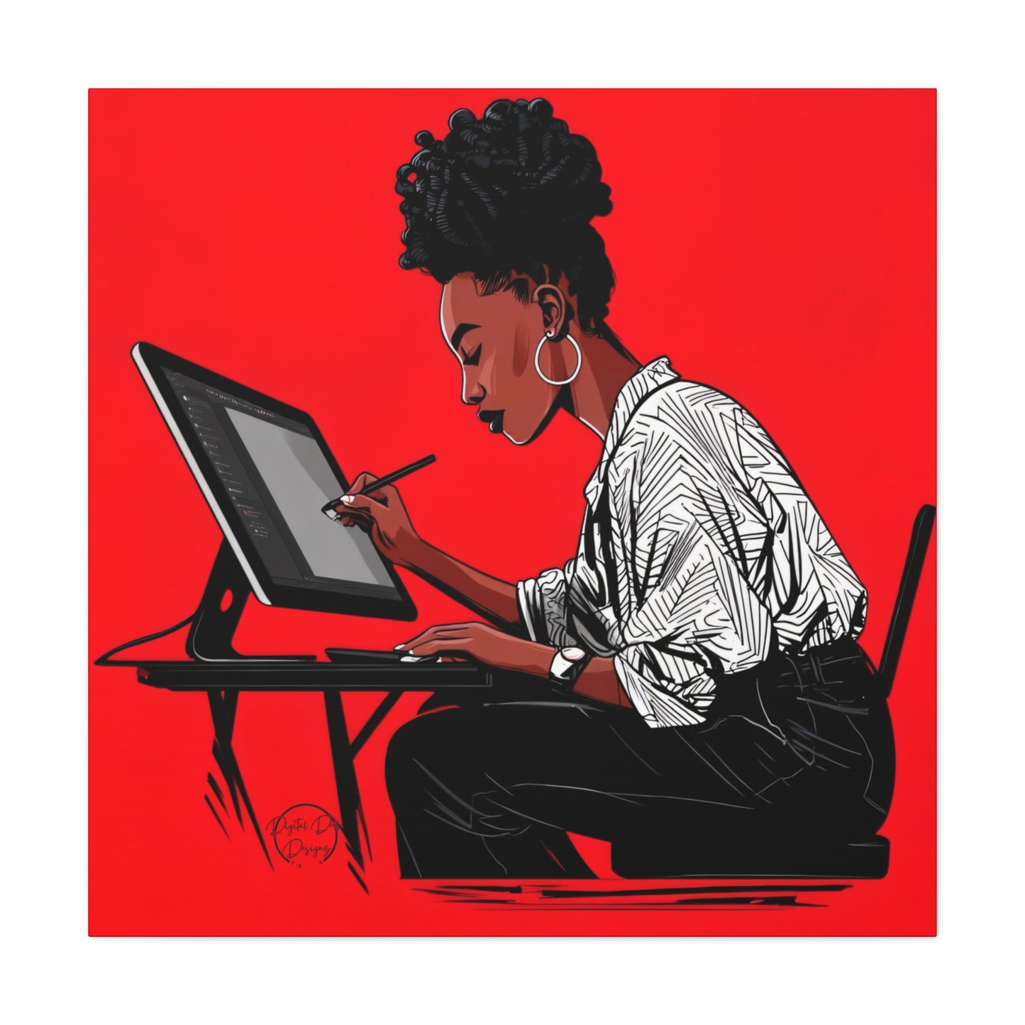 Artistic Canvas Print, Wall Decor, Home Office Inspiration, Gift for Creatives, Modern Art, Black Woman Artist