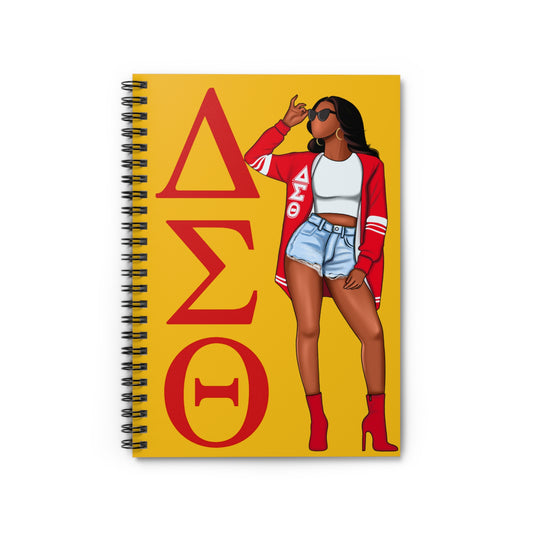 Delta Sigma Theta White Tall Standing Woman Ruled Line Spiral Notebook, Journal, Diary, Sketchbook, Notepad