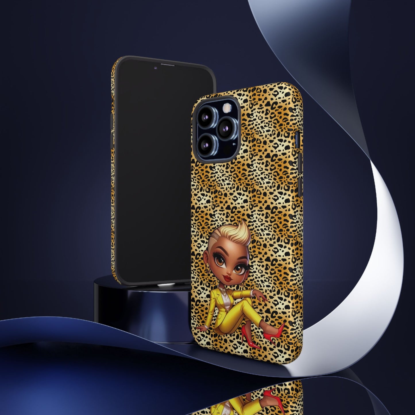 Phone Case, Blonde Bombshell Leopard Print Case, Tough Phone Cover, Stylish Animal Print Phone Protector, Gift for Her