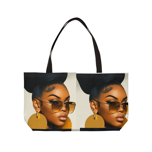 Chic Black Girl Weekender Tote Bag, Travel Bag, Overnight Bag, African American Woman Tote, Stylish Carry On Bag, Fashionable Shoulder Bag