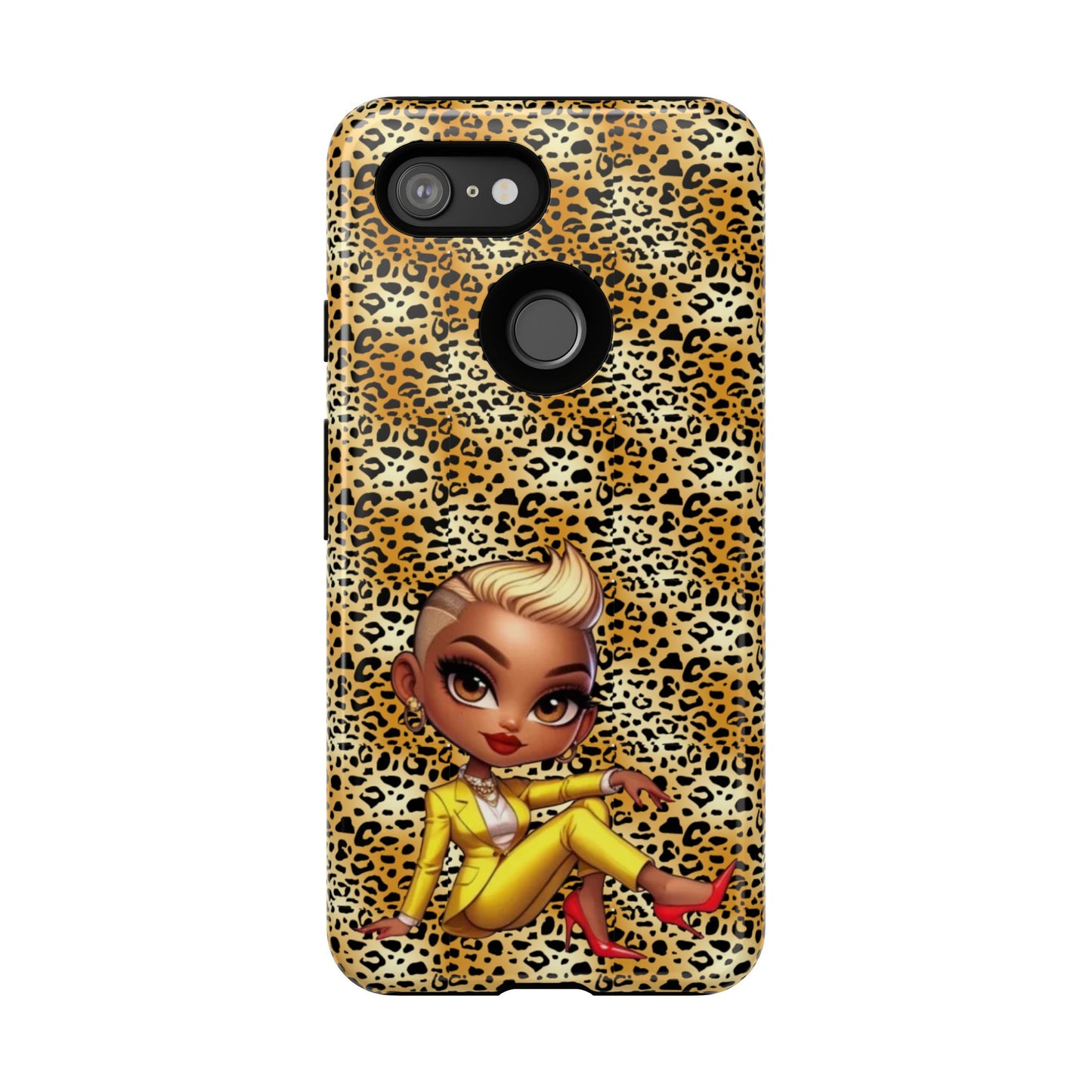 Phone Case, Blonde Bombshell Leopard Print Case, Tough Phone Cover, Stylish Animal Print Phone Protector, Gift for Her