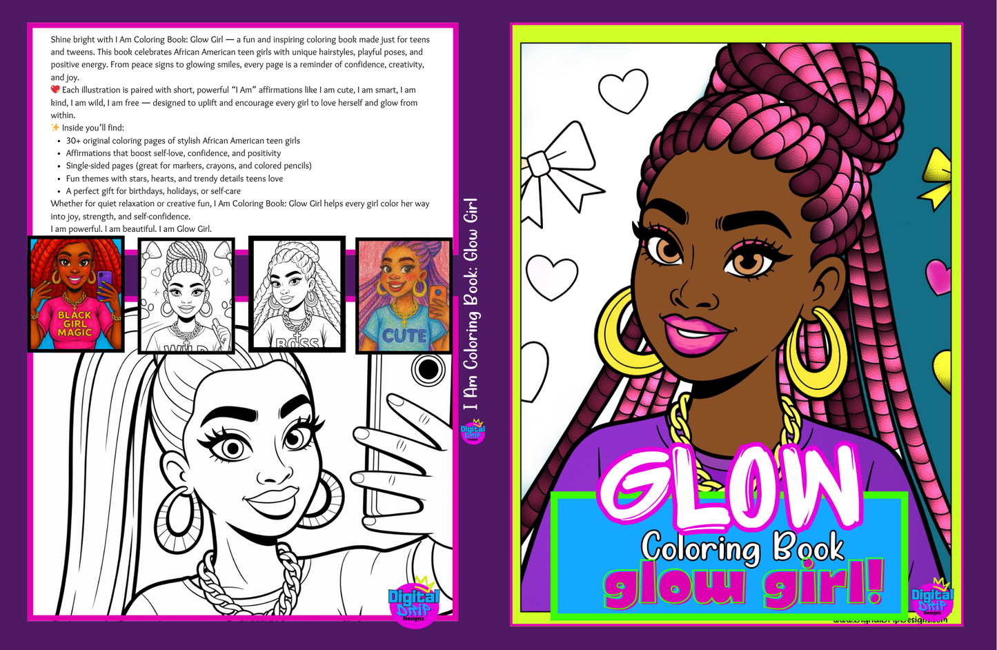 Glow Girl! I Am__ Coloring Book of Trendy African American Girls