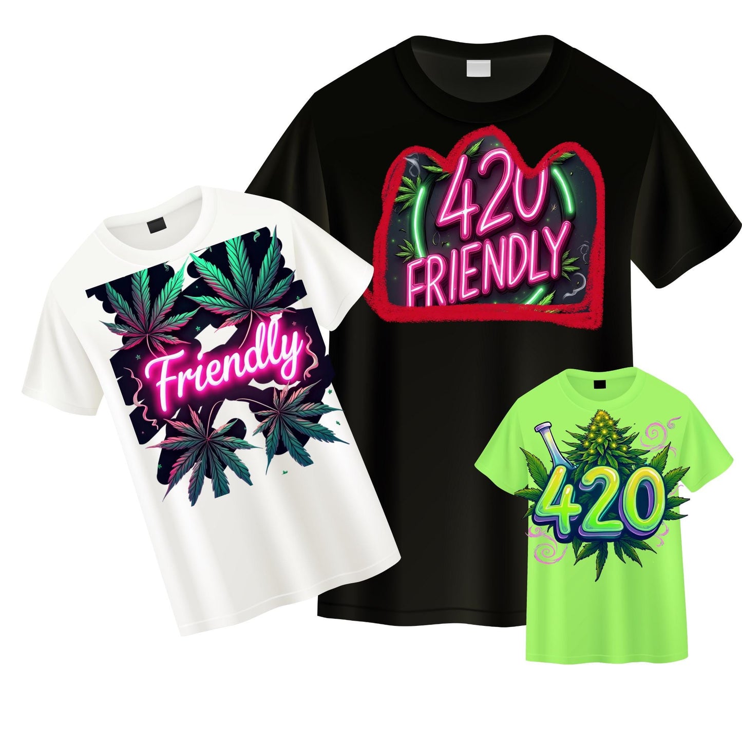 50+ 420 Friendly PNG Bundle | Neon Cannabis Clipart | Leaves, Weed, Smoke & Edgy Aesthetic | Digital Download for Sublimation, Stickers,