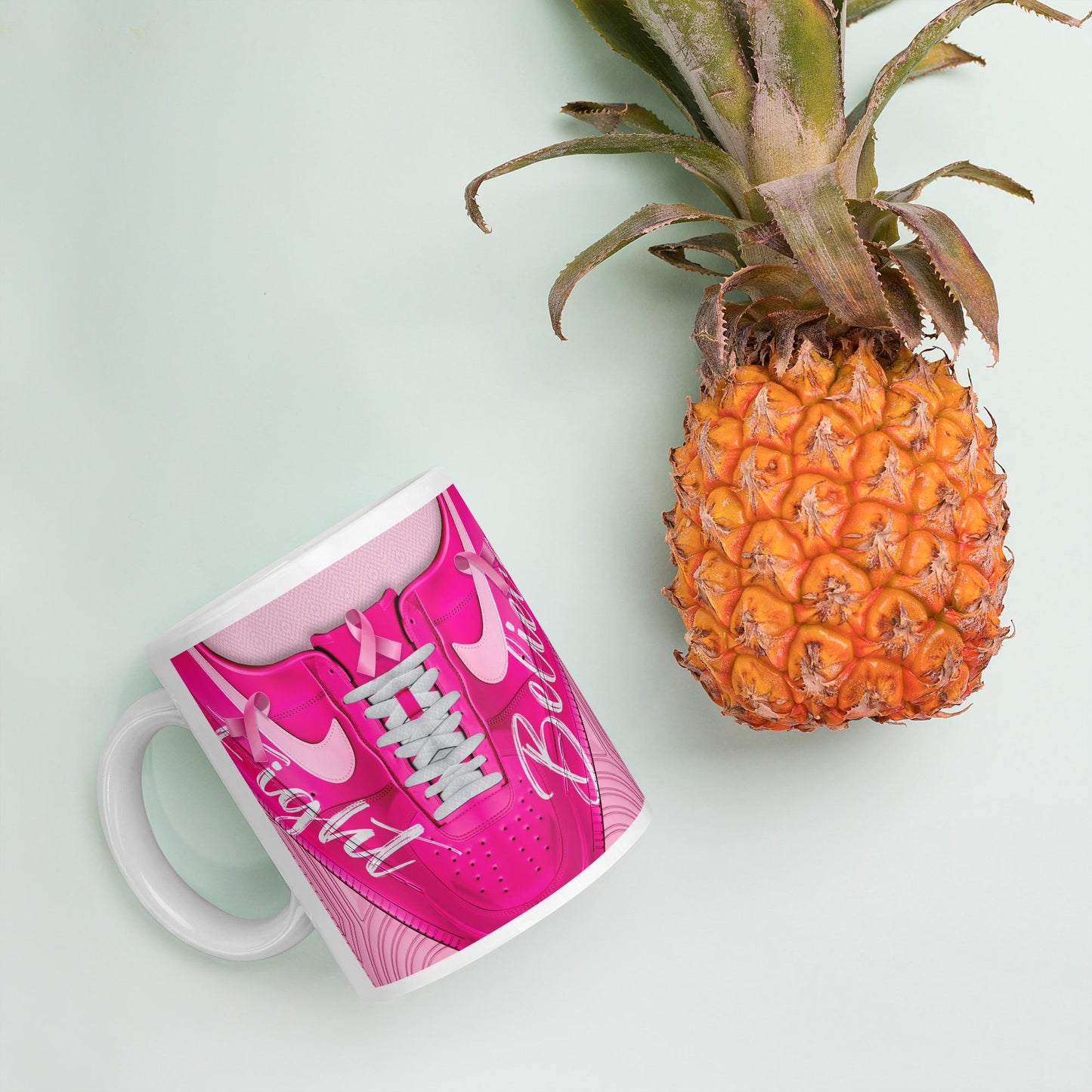 Breast CANCER. Fight White glossy mug