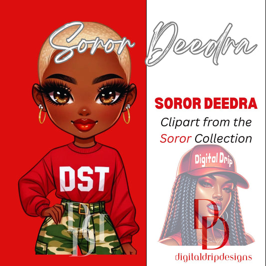 Soror Deedra African American “Sorority Special: Delta Deedra Themed Chibi Doll, Versatile Digital Download, PNG Clipart