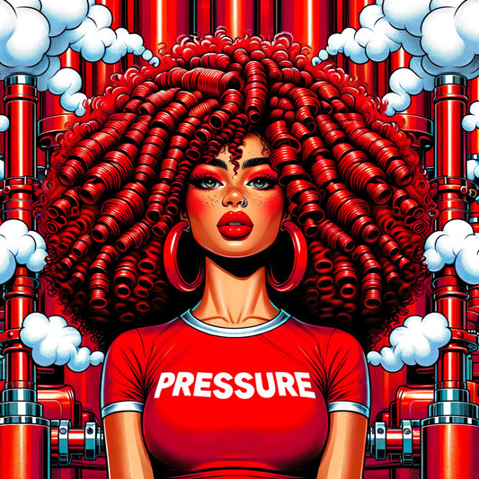 Digital Art: PRESSURE A  Stunning Black Women in Red for Screensavers & MoreVib Power Women Perfect for Stickers, Journals Wallpapers