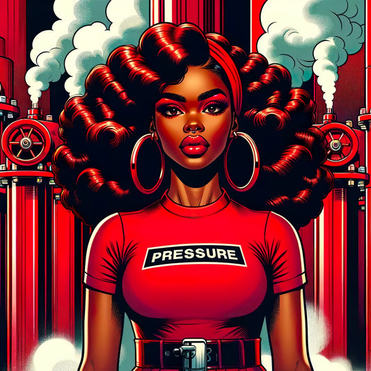 Digital Art: PRESSURE B MODEL B Stunning Black Women in Red for Screensavers & MoreVib Power Women Perfect for Stickers, Journals Wallpapers